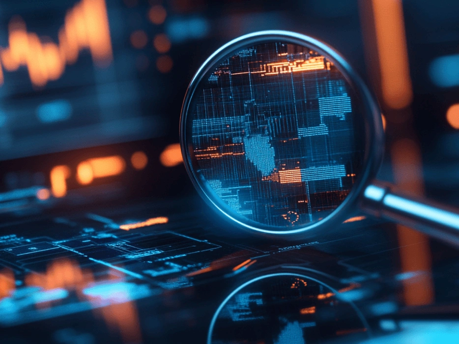 SEM Strategies for Crypto Startups - a magnifying glass on a computer screen