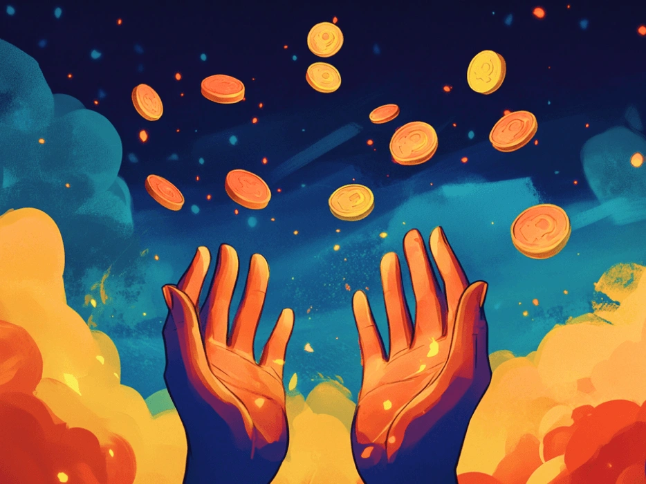 Airdrop Promotion - illustration of how a person receives crypto coins