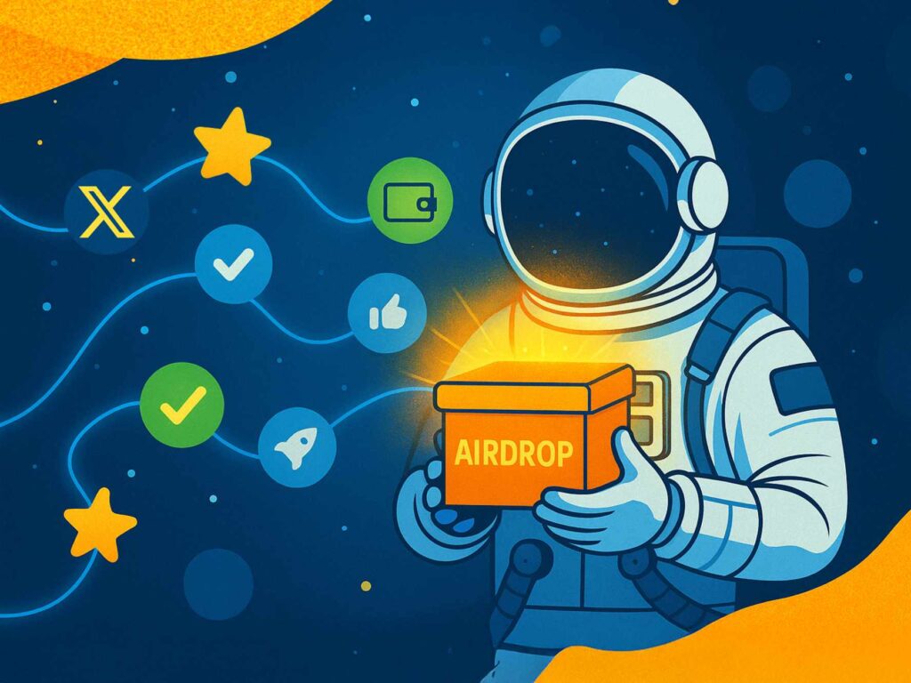 an astronaut holding a box - Top Crypto Airdrop Platforms and Quest Services in 2025
