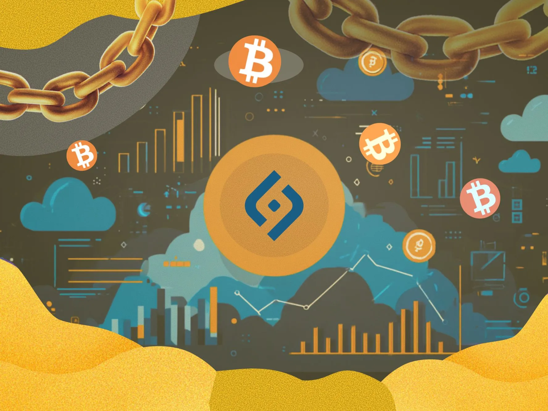 a chain and a bitcoin logo - What is Best Web3 Marketing in 2025?