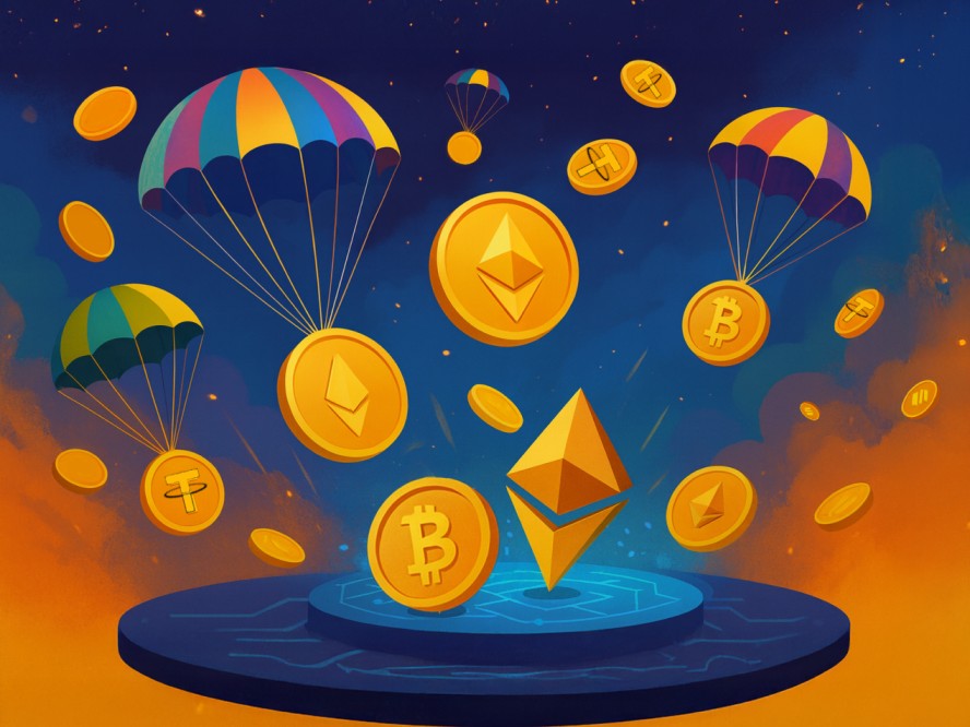 a group of coins with parachutes falling out of the ground - Airdrops Made Easy: How to Boost Your Crypto Project