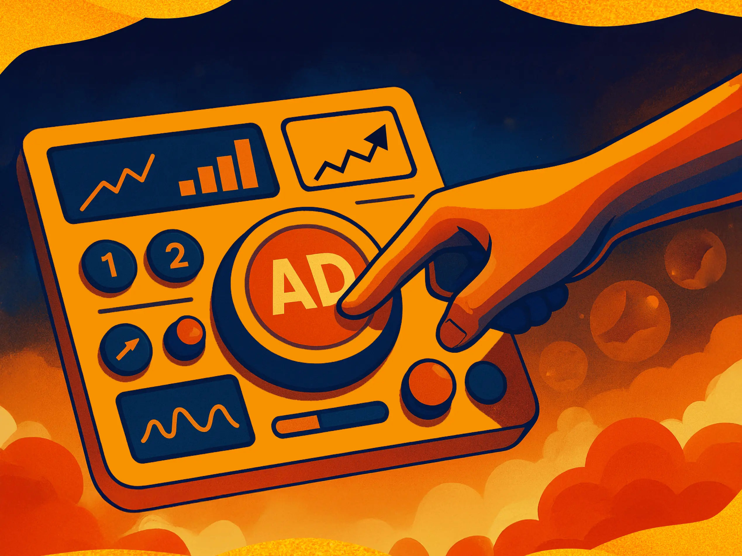 a hand pressing a button on a device - Crypto Ad Network vs Web2 Paid: Real ROI