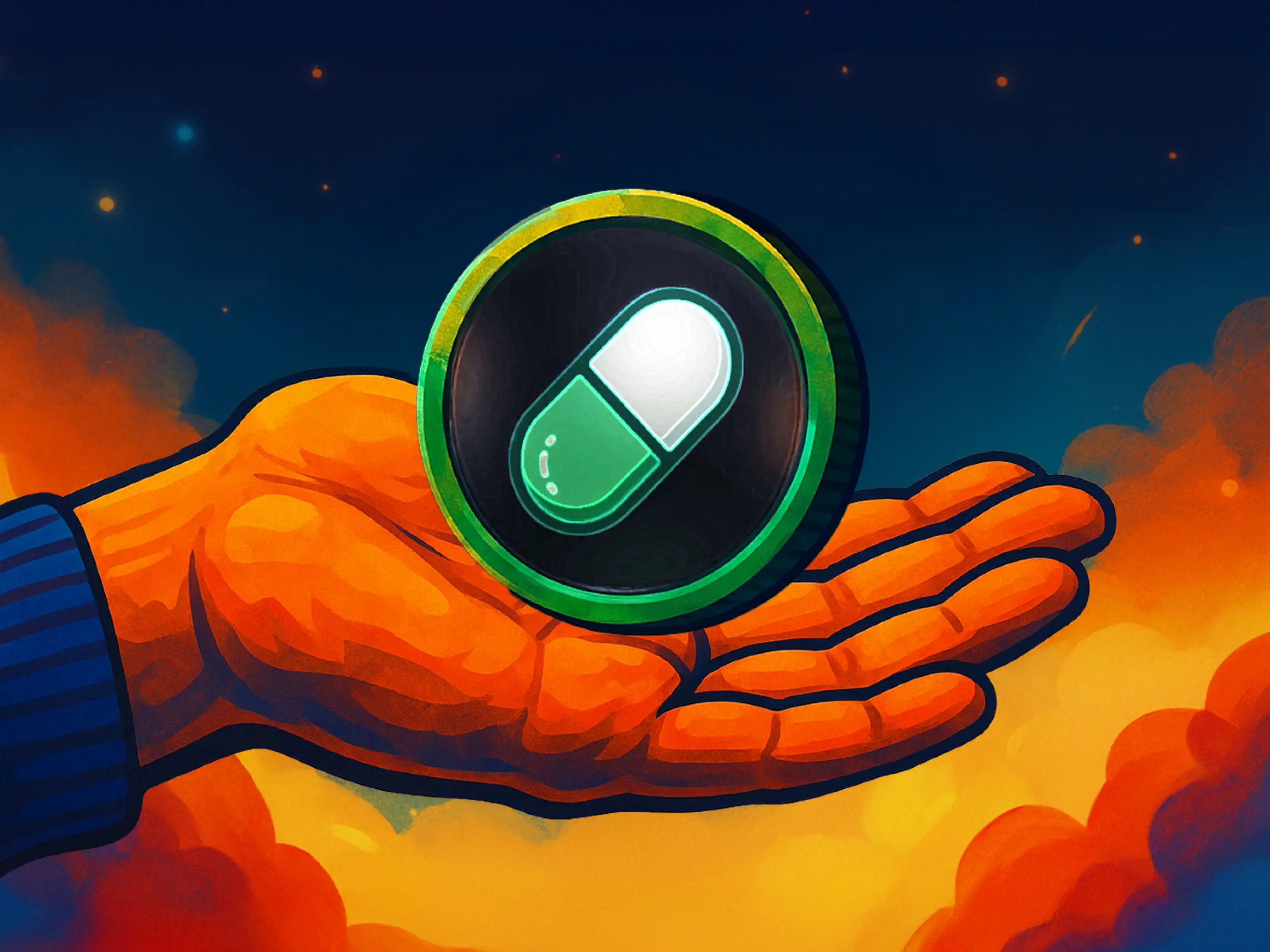 a hand holding a pill - How to Launch a MEMECOIN on Pump.fun in 2025