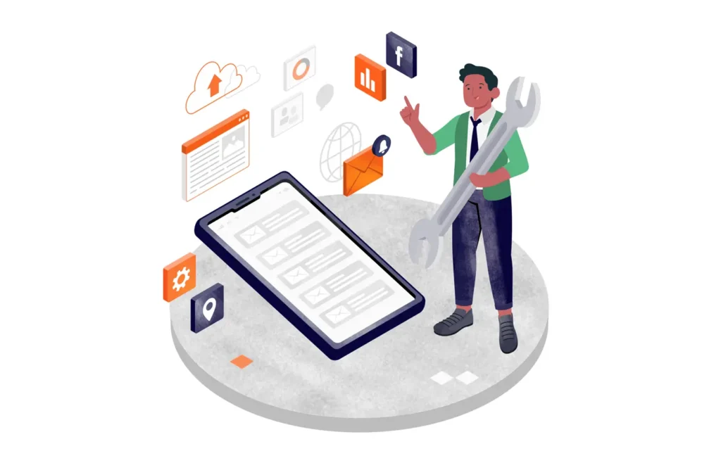 Digital marketing tools and analytics illustration. - Top Crypto Marketing Tools 2025